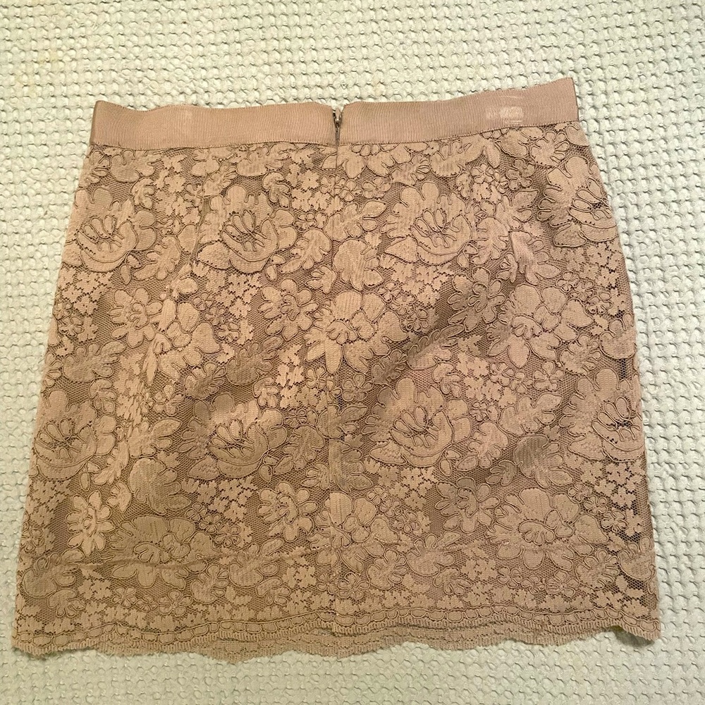 J. Crew taupe lace mini skirt